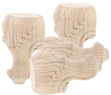 Zerodeko 4pcs Solid Wood Furniture Legs, Unfinished Wooden Cabinet Feet Replacement, 10x6cm Solid Beech Dresser Sofa Legs for DIY Tables, Wardrobes, and Coffee Tables