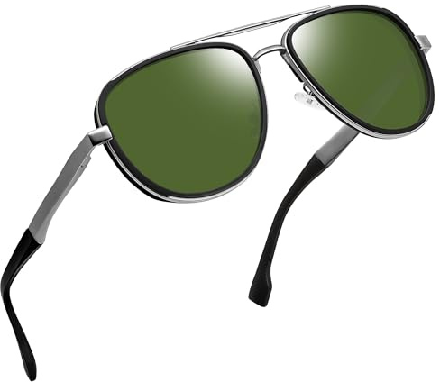 Joopin Klassische Sonnenbrille Herren Polarisiert 80er und 90er UV400 | Metallrahmen, Flex-Scharnier, Retro Tropfenförmiges Design, Modisch, Unisex, Alltag, Fahren, Reisen, Einkaufen, Picknick