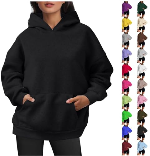 Lvnsdknerse Hoodie Damen Oversize Pullover Sweatshirt Kapuzenpullover Pulli Sweatjacke Sport Oberteile Mit Tasche Tops Streetwear XS-5XL
