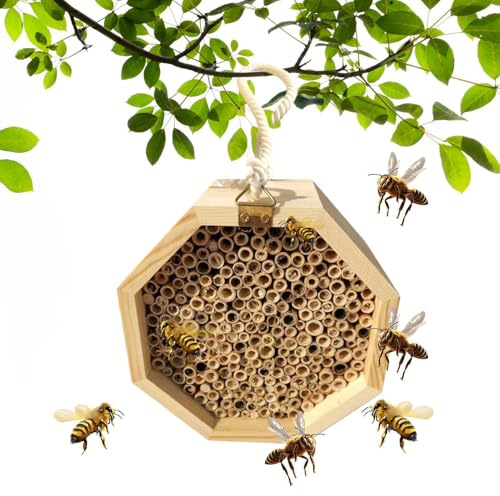 Hotel De Abejas Hotel Madera Abejas Atrae Mariposas Y Avispas | Colmena Para Abejas Aumenta La Productividad Del Jardín Hotel De Insectos Refugio Madera Patio Exterior