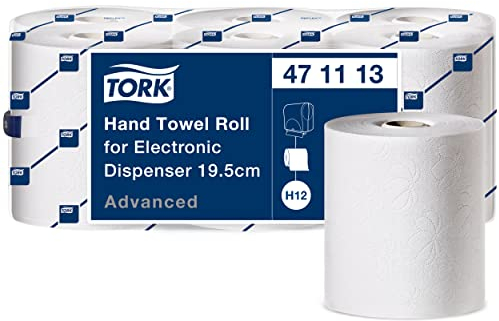 Tork Rollenhandtuch für Sensor-Systeme 471113 - H12 und H13 - Advanced Papierhandtücher für elektrische Rollenhandtuch-Spender- saugfähig und reißfest, 2-lagig, weiß - 6 Rollen, Mittel