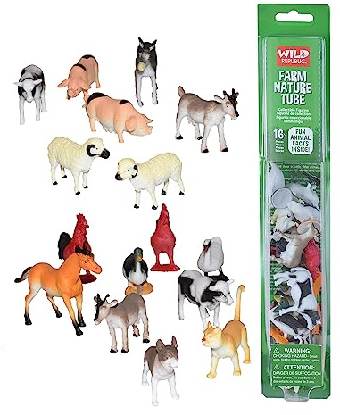 Wild Republic Nature Tube Azienda Agricola, Tubi Con Animali Di Plastica, Set Pupazzetti Di Animali, Regalo Di Compleanno, Ideale Per Giochi Interattivi