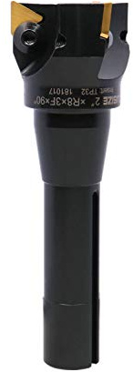 Accusize Industrial Tools 2'' Carbide Indexable End Mill, R8 Shank, with 3 Pc Tpg 322 Inserts, 0046-0916