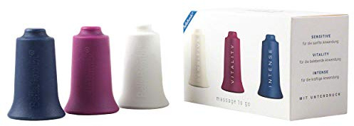 3er Set BellaBambi® original Schröpfgläser | 3 Intensitäten für Massage Beauty Wellness & bei Muskelverspannung | Ideal als Faszien-Massage & Trigger-Punkte | Ganzkörper geeignet | weiß, beere, blau