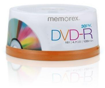 Memorex marca 16 x logotipo en blanco DVD-R disco 30-Pack