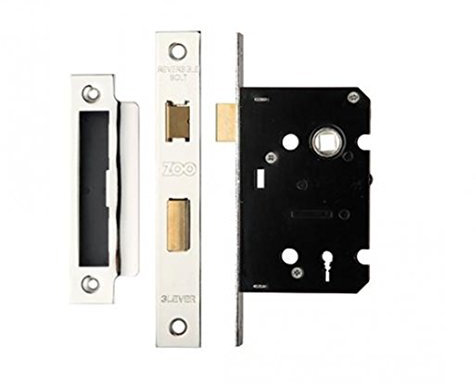 Contract 3 Lever Mortice Sash Lock Nickel Plated 2.5 (64mm)