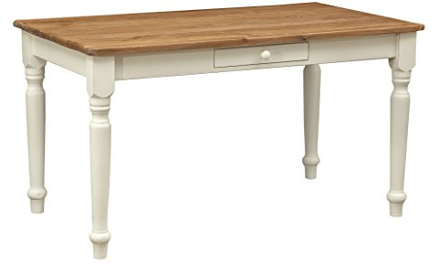 Biscottini Tavolo scrivania legno 140x80x80 cm - Tavolo cucina in massello di tiglio - Tavolo da pranzo per interni ed esterni - Tavolo legno massello con cassetto
