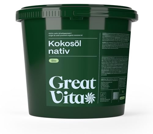 GreatVita Bio Kokosöl, nativ, 5000ml im Eimer zum Kochen & Backen