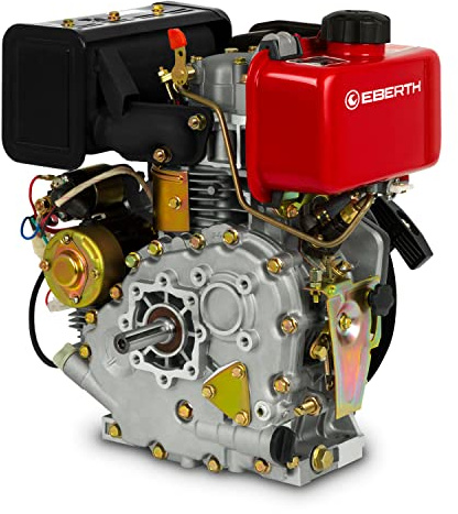 EBERTH 4,2 CV Moteur thermique diesel Moteur de kart, arbre 19,05 mm Ø, démarreur électrique, batterie 17ah 12V, sécurité contre manque d'huile, 4 temps, 1 cylindre, 219 ccm cylindrée