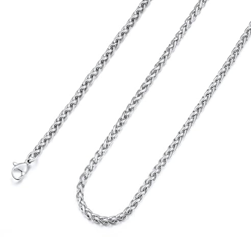 U7 Collana Uomo Acciaio Inossidabile Catena Spiga da 3/6/9mm Lungha 46-76cm | Catena Uomo Grano Acciaio Inossidabile; Robusta Ipoallergenica Robusta; Colore Argento/Oro/Nero; Confezione Regalo per Uomo