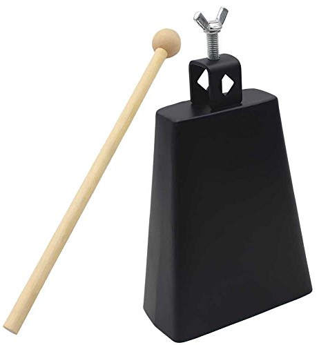 cloche de percussion,Cloche De Percussion,Tbest Cloche De Percussion,Cloche De Batterie,6 Pouces Fer Cloche De Vache Inrument À Percussion Bruit De Vache En Métal Avec Poignée Replacement Pour Kit De