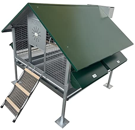Pollaio a Casetta Capri per Galline Ovaiole. Tutto in Lamiera Verniciata e Rete Zincata. Cm 155 P x 120 L x H 120