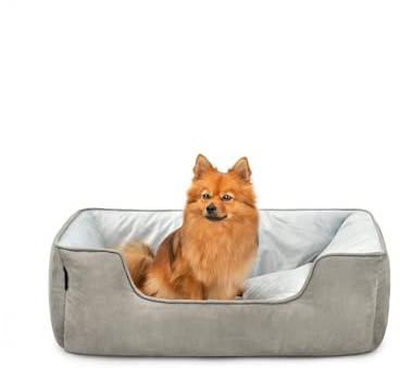 lionto Lit pour Chien 2-en-1 avec entrée Confortable, Couchage Douillet réversible pour Chiens et Chats, 80x60 cm, Coussin pour Chien en suédine Facile d'entretien, Gris