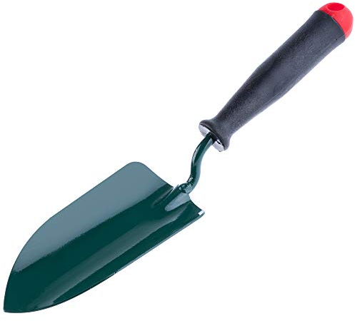 KADAX Blumenkelle, robuste Gartenschaufel aus Metall und Kunststoff, Gartenkelle mit Griff, Blumenschaufel für Garten, Blumen, Pflanzen, zum An- und Umpflanzen, Pflanzschaufel (Grün)