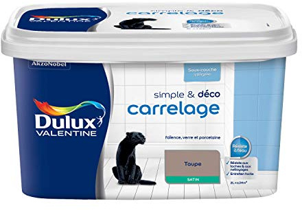 Dulux Valentine Simple & Déco Peinture intérieure de Rénovation - Pour vos carrelages en faïence, verre et porcelaine - Couleur : Taupe Satin - 2L - 5329864