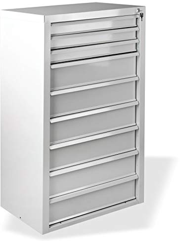 ADB Schubladenschrank RAL7035 Werkzeugschrank 9SL Schrank Schubladen, aus Metall, für die Werkstatt als Werkzeugschrank, Hergestellt in der EU | Werkzeugschrank aus Metall mit neun Schubladen für die Werkstatt, hergestellt in der EU