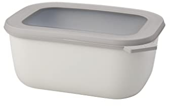 Mepal Multi Bowl Cirqula Rectangular - Mikrowellen Geschir - Geeignet als Luftdichte Aufbewahrungsbox für den Kühlschrank, Mikrowellengeschirr & als Frischhaltedosen - 1500 ml - Nordic white