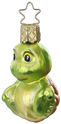 Christbaumschmuck Christbaumhänger Inge-Glas mit Sternenkrönchen, handbemalt und mundgeblasen, Mini Schildkröte, 6 cm