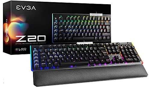 EVGA Z20 RGB Optical Mechanical Gaming Keyboard, RGB Backlit LED, Optical Mechanical Switches (Linear) 811-W1-20DE-K2 Black