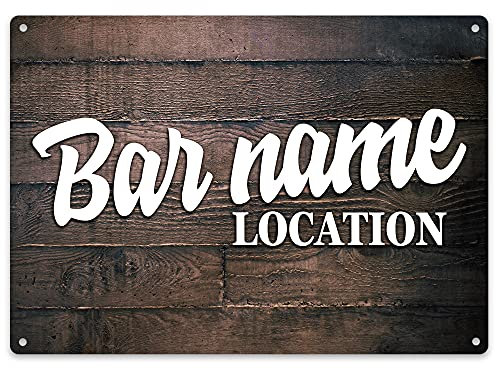 Purple Print House Wood Effect Metal Bar Sign - Personalised Home Bar Gift Accessories For Him - Outdoor Garden Bar Man Cave Garage Or Shed, Home & Kitchen, Large, Design 3