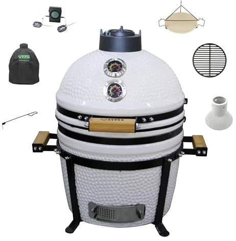 YNNI KAMADO TQTT15LG Kamado sur pied, grill, grill, barbecue, céramique, œuf, fumoir - Vert clair - 39,9 cm