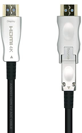 AISENS A148-0511 Câble HDMI V2.0 AOC démontable haute vitesse/HEC 4K@60Hz 4:4 18Gbps, A/M-D/A/M, noir, 20 m