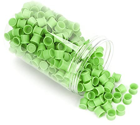 Tazze in morbido silicone per tatuaggi, vasetto di 300 tazze usa e getta per sopracciglia, labbra, occhi tatuaggi, pigmento permanente, 12 mm (verde)