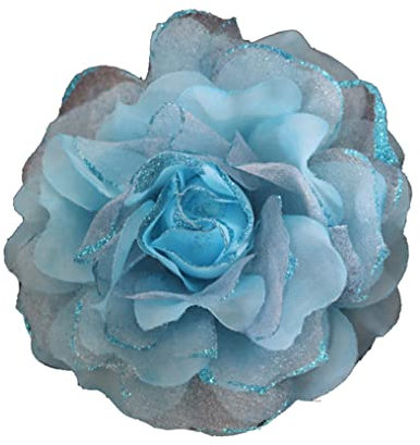 KABELIF Pfingstrose Blume Brosche, Blume Ansteckblume, Blume Haarspange, Haarclip Blume, Haarblume Haarblüte Haarschmuck für Mädchen Frauen Party Strand Hochzeit (Seeblau)