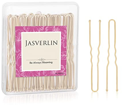 JASVERLIN U-formad hårnål blond, U hårnålar för bullar tillverkare hårnålar updos långa stora lockigt vågade frisyrklämmor för kvinnor flickor balett bröllop 6 cm, 100 st