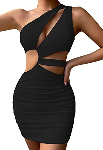 SEAUR Mini Robe Femme Sexy Courte Moulante Col V sans Manches Robe Bretelles Robe Ete Plage Chic Dos Nu Clubwear Cocktail Soirée Dress Noire 1 - M