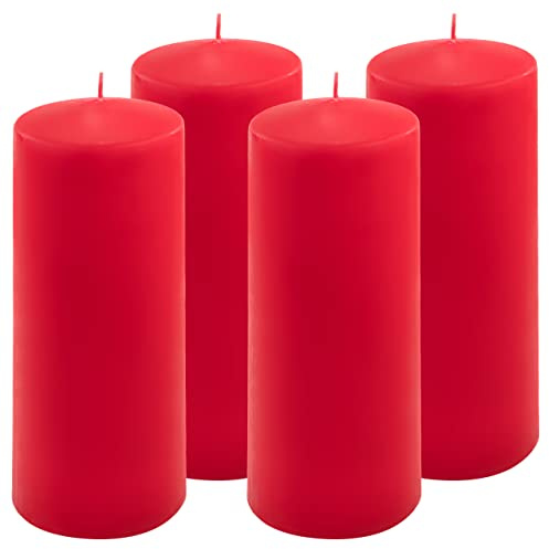Stumpenkerze rot Höhe 20 cm Ø 7,5 cm lange Brenndauer Rund-Kerze Säulenkerzen Kerzen-Deko Tafelkerzen Weihnachts-Kerzen Hochzeit Xmas (4)