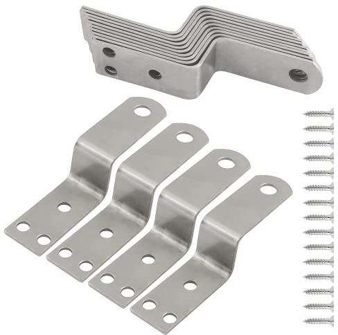 HARSKIYER 12pcs Z Shaped Corner Bracket, Silver Height 0.8 Metal Z Shape Picture Frame Braces Bracket Furniture Support Shelf Brackets Fastener with Screws