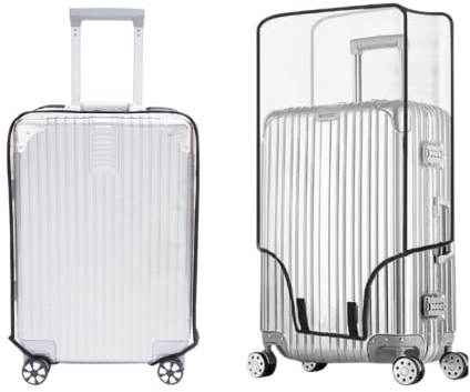 MOTTDAM Koffer Abdeckungen,2 Stück PVC Kofferhülle Transparente,Wasserdichte Kofferabdeckung,Transparent Reisekoffer Schutzhülle,Gepäck Trolley Kofferabdeckung für 20 to 30 inch Rollkoffer (20inch)