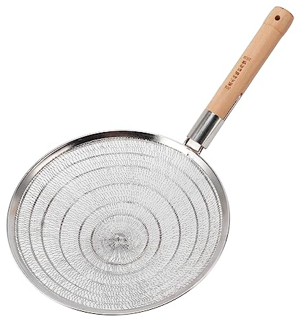 Espumadera de Colador, Colador de Malla de Metal, Colador de Alimentos, Espumadera de Cocina con de Madera, Filtro de Aceite, Espumadera, Cuchara Ranurada, Espumaderas de (Diámetro 30 cm/11,8