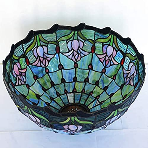 BOTOWI 16 Inch Stained Glass Lamp Shade Replacement, Only Tiffany Tulip Lamp Chimney, Pink Floral Glass Beads Design, for Table Lamp, Pendant Light, Floor Lamp, Ceiling Fixtures