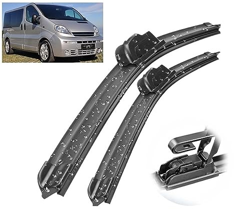 Balais d'essuie-glace avant compatible avec Opel Vivaro A 2001-2014, pare-brise, vitres propres, brosses de pluie de voiture 24+21