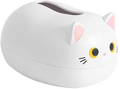 Deko Wohnzimmer Cute Cat Style Paper Tissue Lunch Box Tissue Paper Box Papierbehälter Desktop Badezimmer Dekoration Mini Schubladenbox Holz Herbstdeko (White, One Size)