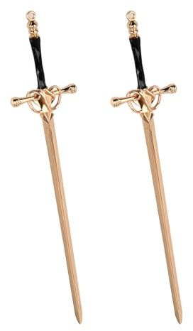 2 Pcs Schwert Haarnadeln, Chinesische Stil Damen Haarstab Haarstäbchen Elegant, Vintage Haargabel Einfach für Frauen Mädchen, Schöne Haarschmuck für Feste Frisur Haar Dekoratives (Gold)