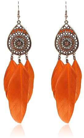 CECE&COLE Boucles d'oreilles Boho en Plumes,Goutte D'Huile,Tournesol,Goutte d'eau,Pendentif,Plumes,Pompon,Boucles d'oreilles De Personnalité,Bijoux pour Femmes