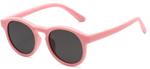 Musivon Baby solglasögon polariserade (0–3) – barnsolglasögon UV400 skydd flexibel ram runda, ROSA