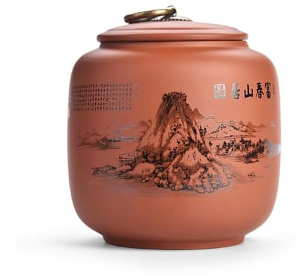Yixing Zisha - Caja de té de cristal sellado estilo chino vintage, 13,2 cm