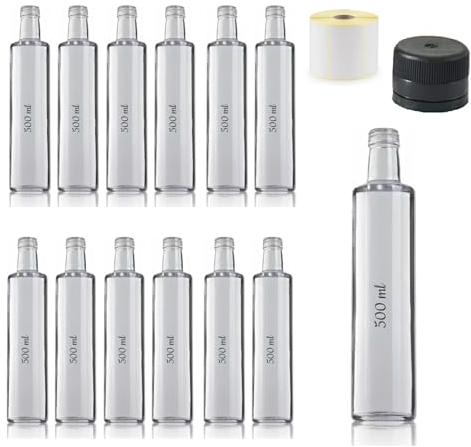 ESENCIA ANDALUSI Leere Flaschen, Weinflasche Likörflasche Ölflasche Bierflasche, Glas, Stopfen, Glasflasche. Transparentes Doric 500 ml (6)