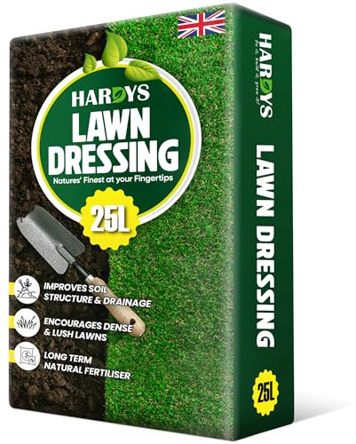 Hardys 25L Sandy Loam Lawn Dressing Top Soil - Enriched Organic Lawn Sand & Garden Soil Improver | Ideal for Fixing, Levelling, Overseeding - Fine Top Compost for Garden Grass Seeding