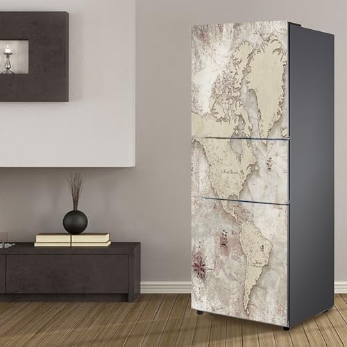 Pegatinas para refrigerador, adhesivo para nevera, cubierta completa para puerta, fundas para frigorífico, pegatinas de pared para cocina, mapa de navegación retro de América