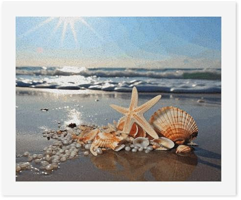SKTNBM Digitales Ölgemälde, Muscheln am Strand, DIY-Ölgemälde, Malen nach Zahlen für Erwachsene, personalisiertes Ölgemälde-Set