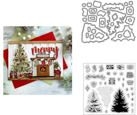 Weihnachtsbaum Geschenk Stempel und Stanzschablonen für Karten Herstellung, Weihnachten Stanzen Stempel und Briefmarken Set für DIY Scrapbooking Fotoalbum Dekorativ