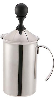 Garneck Tazza Schiumatrice Manuale Da 600 Ml Con Pompa in Acciaio Inox Per Bar E Casa - Non Necessita Di Elettricità - Perfetto Per Cappuccino E Latte