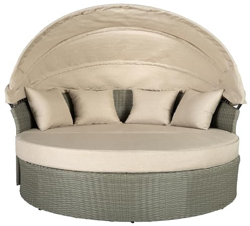 Riess Ambiente Outdoor Sonneninsel - Playa Living - 165cm - Natur - Polyrattan Aluminium - inklusive Kissen wetterfest