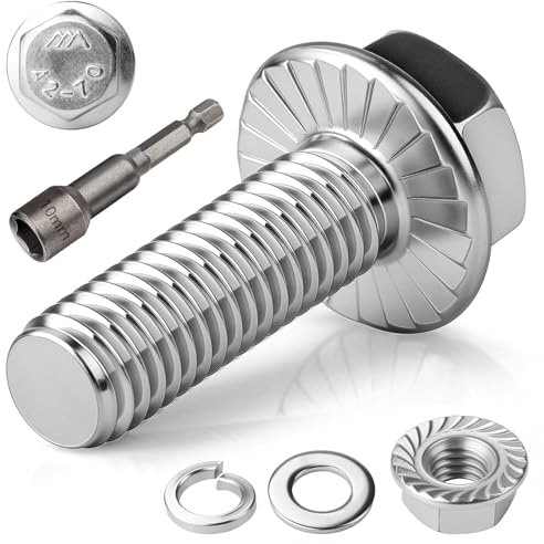 TXXATX 12 Pieces Bolts M6x25mm Hexagon Screws Stainless Steel Bolts A2 70 | M6 Fully Threaded External Hexagon Flange with Nuts Washers Magnets Hexagon Socket for Construction Machinery