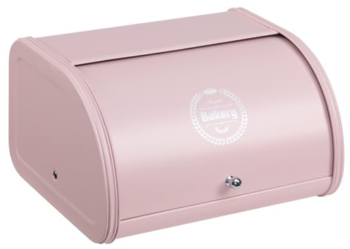 HollyHOME Portapane con Corpo in Acciaio Inossidabile Porta panein Metallo per Cucina Contenitori per Pane con Coperchio Portapane Moderno Arrotolabile, Rosa chiaro